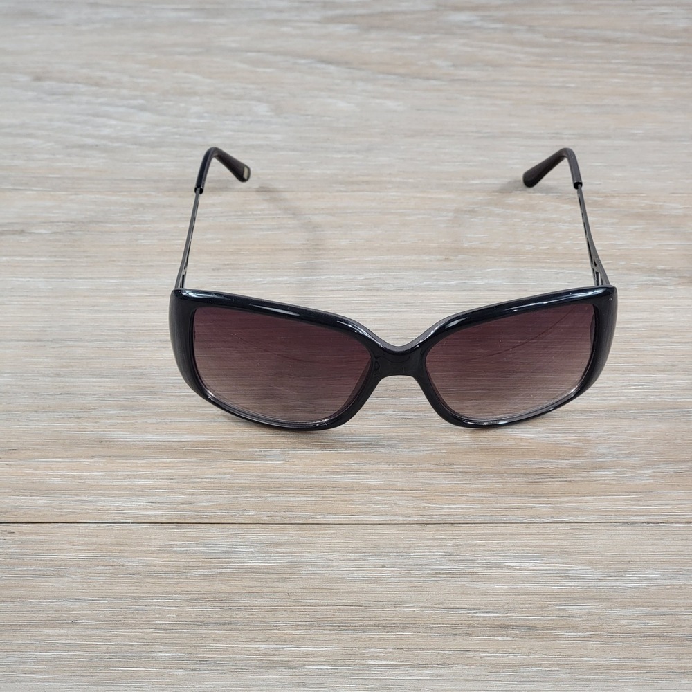 Nine West Womens Oversized Rectangular Sunglasses Black Filigree Temples 9W
